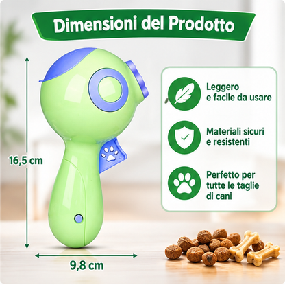 Dimensioni del MOVA LanciaSnack: 16,5 cm di altezza e 9,8 cm di larghezza